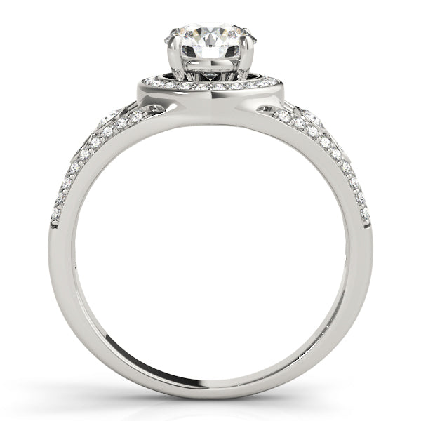 Platinum 1 CT Round Diamond Halo Engagement Ring