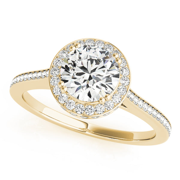 14K Yellow Gold 1.5 ctw Round Diamond Halo Ring