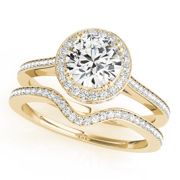 14K Yellow Gold 1.5 ctw Round Diamond Halo Ring