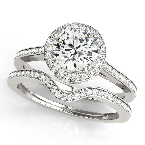 Platinum 1.5 CT Round Diamond Halo Engagement Ring