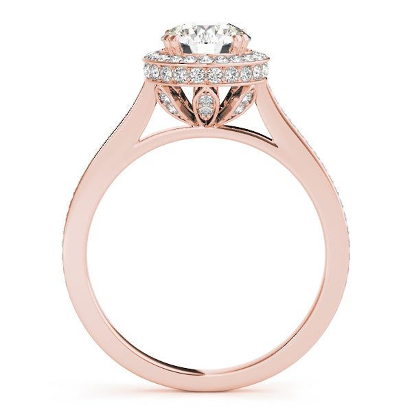18K Rose Gold 1.5 ctw Diamond Halo Engagement Ring