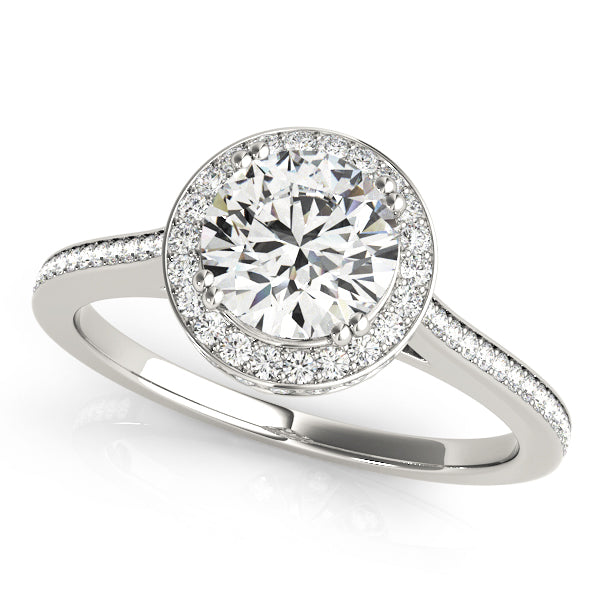 Platinum 1.5 CT Round Diamond Halo Engagement Ring