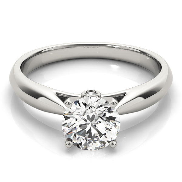 Cathedral Round Diamond Solitaire Engagement Ring