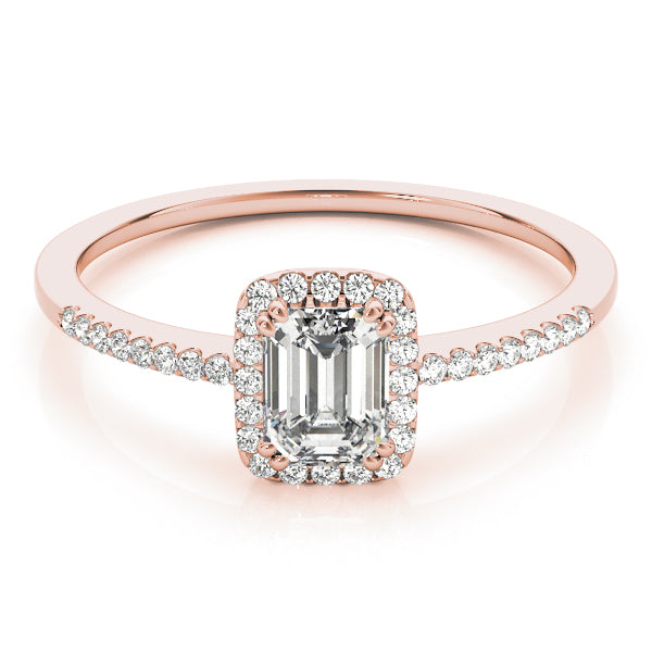 18K Rose Gold 1.2 CT Emerald Diamond Engagement Ring