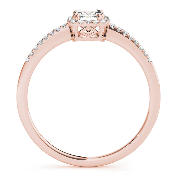 18K Rose Gold 1.2 CT Emerald Diamond Engagement Ring