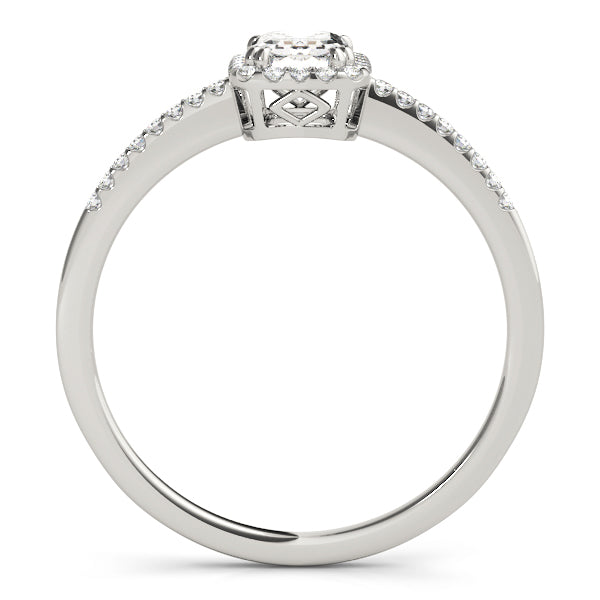 18K White Gold 1 CT Emerald Diamond Halo Ring
