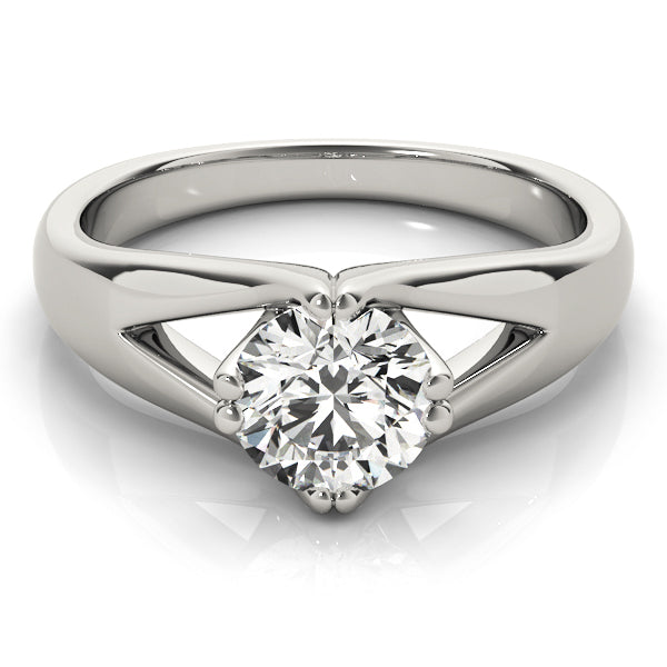 Integrated Round Diamond with Wide Split Solitaire Shank Engagement Ring