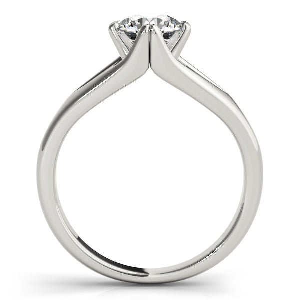 Integrated Round Diamond with Wide Split Solitaire Shank Engagement Ring