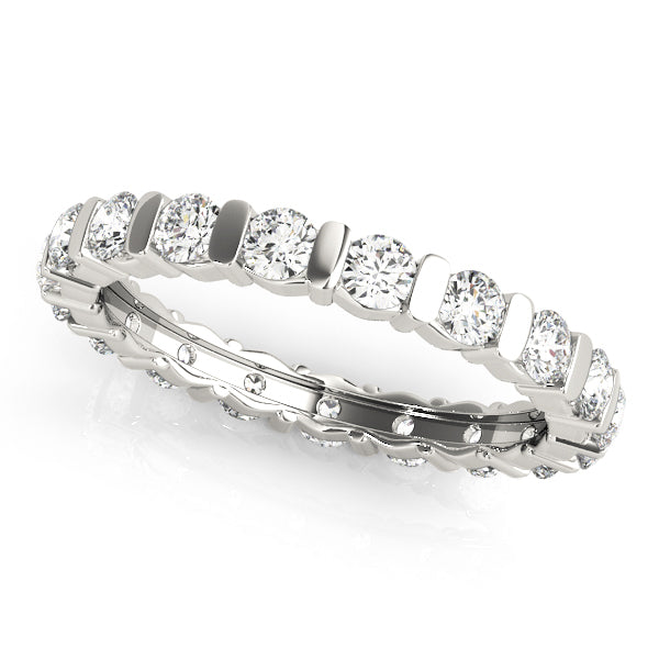 18K White Gold Multi-Diamond Wedding Band