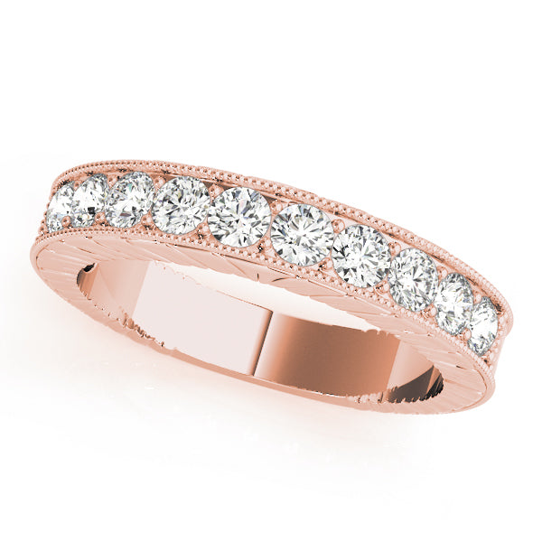 14K Rose Gold Round Diamond Wedding Ring