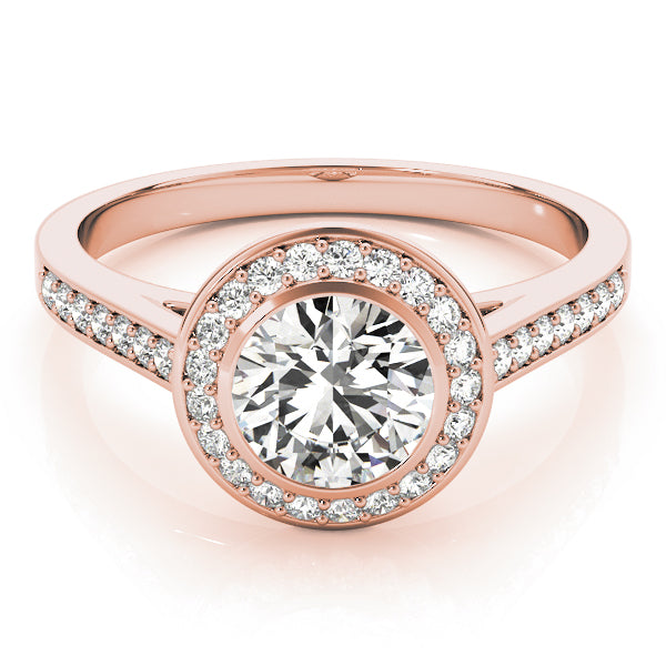 14K Rose Gold Diamond Halo Engagement Ring 1.25ctw