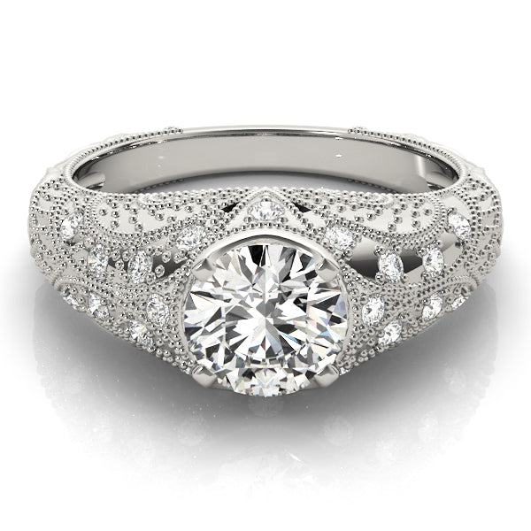 Vintage Round Diamond with Milgrain Engagement Ring