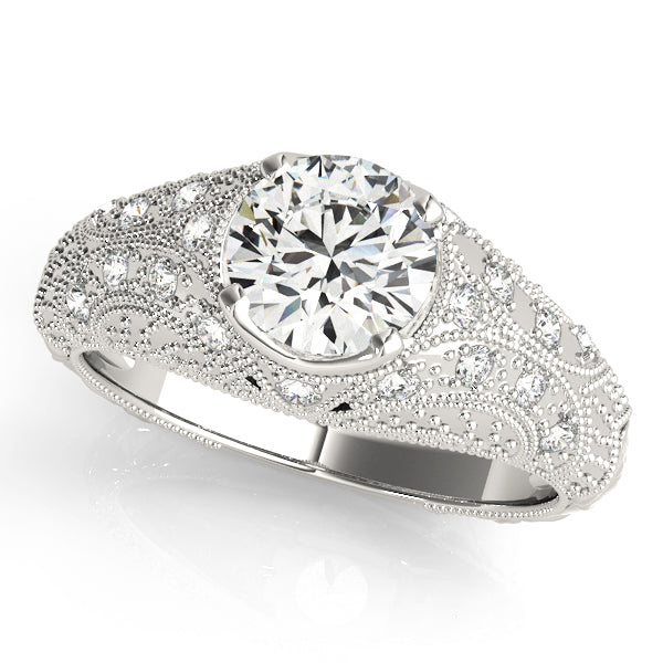 Vintage Round Diamond with Milgrain Engagement Ring