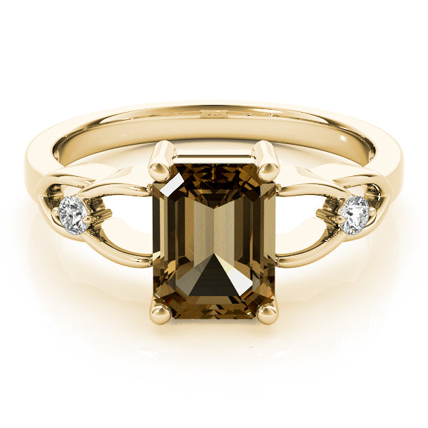 14K Yellow Gold Emerald Diamond Fashion Ring