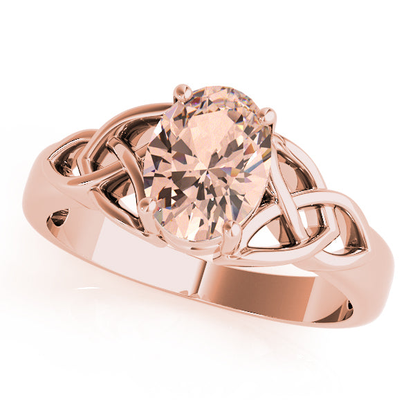 14K Rose Gold Oval Diamond Fashion Ring