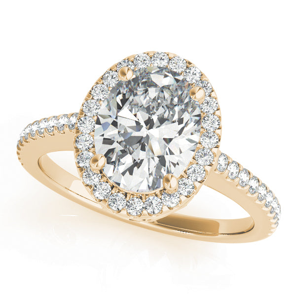 18K Yellow Gold Oval Diamond Halo Engagement Ring