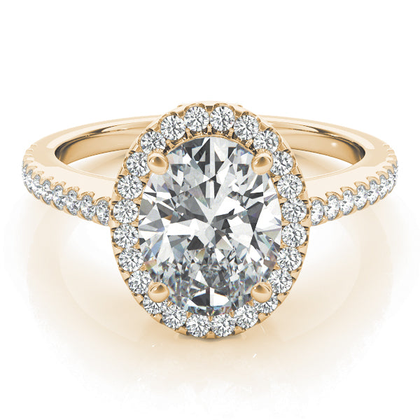 18K Yellow Gold Oval Diamond Halo Engagement Ring
