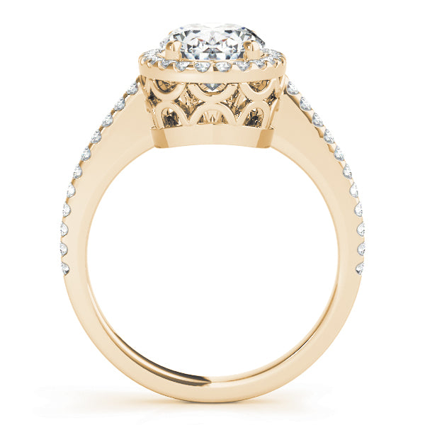 18K Yellow Gold Oval Diamond Halo Engagement Ring