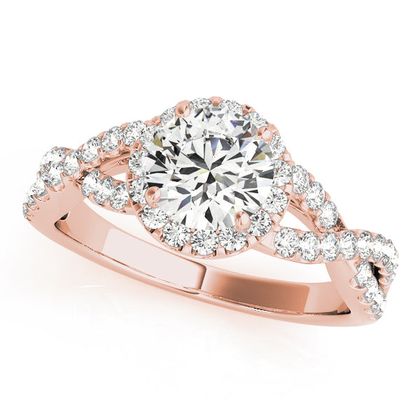14K Rose Gold 1.5 ctw Diamond Halo Engagement Ring