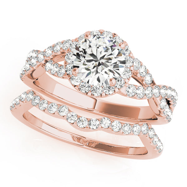 18K Rose Gold 1.5 CT Diamond Halo Engagement Ring