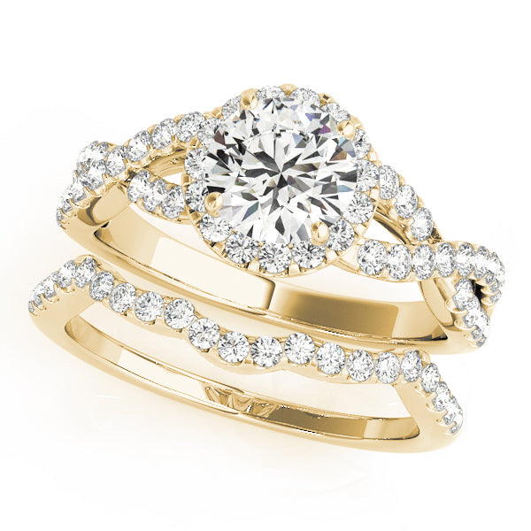 18K Yellow Gold 1.5 ctw Round Diamond Halo Ring