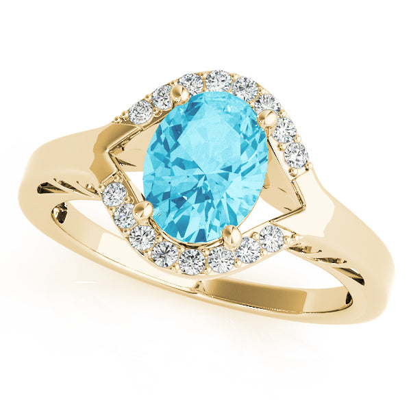18K Yellow Gold Diamond Oval Statement Ring