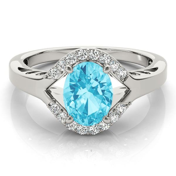18K White Gold Diamond Oval Statement Ring