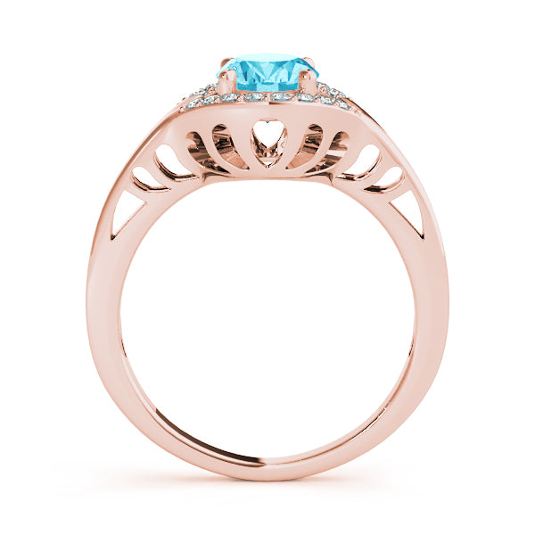 14K Rose Gold Diamond Oval Statement Ring