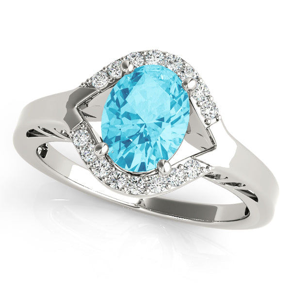 18K White Gold Diamond Oval Statement Ring