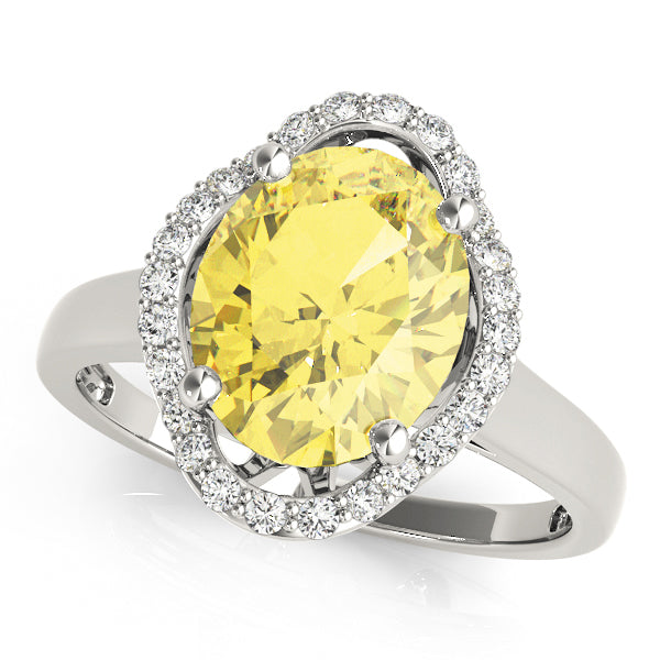 White Gold Diamond Oval Fashion Ring