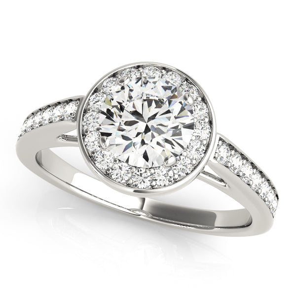 Round Floating Cathedral Style Channel Set Diamond Engagement Ring