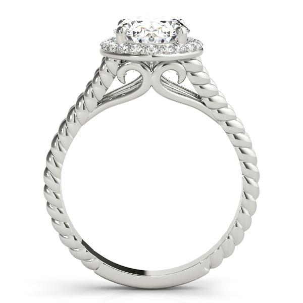 14K White Gold Oval Diamond Engagement Ring with Halo