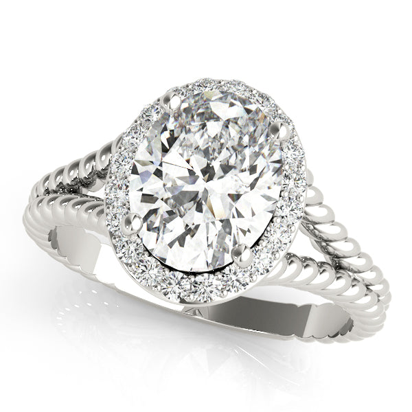 Platinum Oval Diamond Halo Engagement Ring 1 CTW