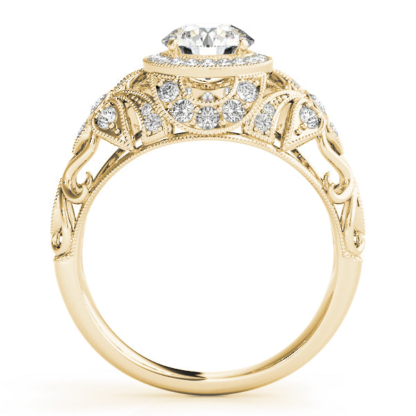 18K Yellow Gold Diamond Halo Engagement Ring 1.2 ctw