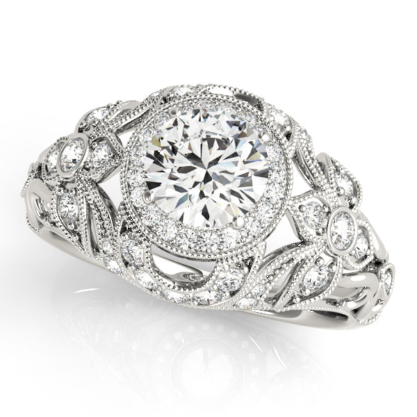 Platinum 1 CT Round Diamond Halo Engagement Ring