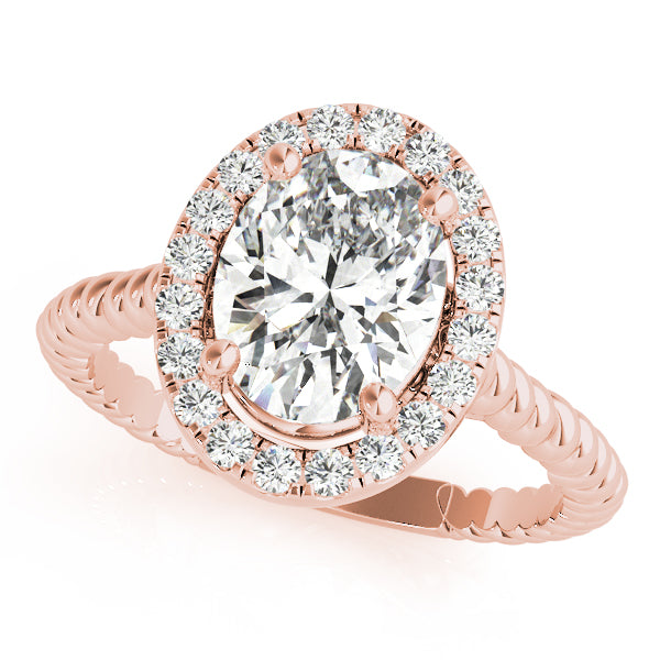 Rose Gold 1 CT Oval Diamond Halo Engagement Ring