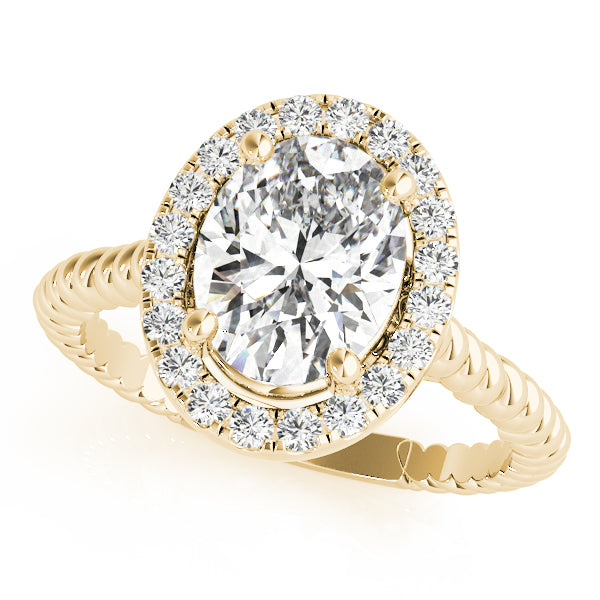18K Yellow Gold Oval Diamond Engagement Ring