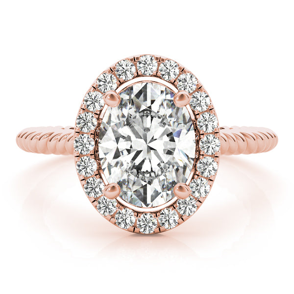 Rose Gold 1 CT Oval Diamond Halo Engagement Ring