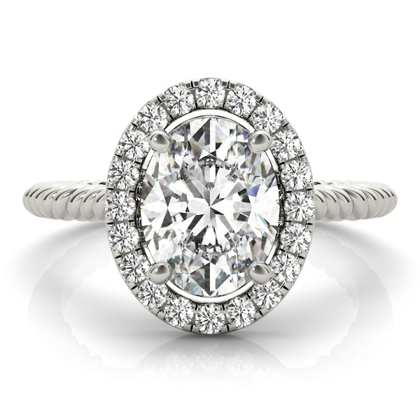 14K White Gold 1CT Oval Diamond Halo Ring