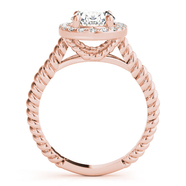 Rose Gold 1 CT Oval Diamond Halo Engagement Ring
