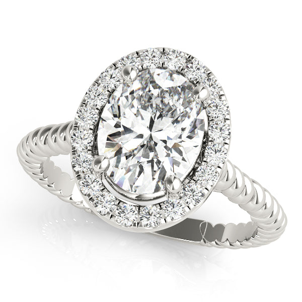 Platinum Oval Diamond Halo Engagement Ring 1 CTW