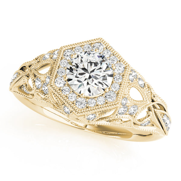 18K Yellow Gold Diamond Halo Engagement Ring 1.33ctw