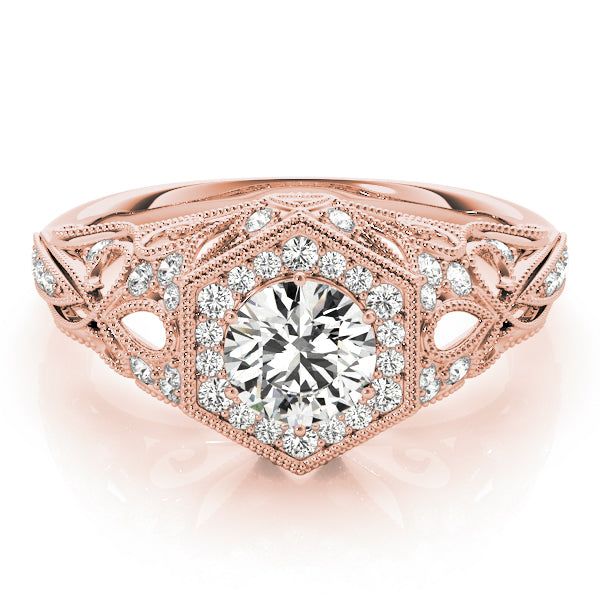 14K Rose Gold 1.33ctw Diamond Halo Engagement Ring