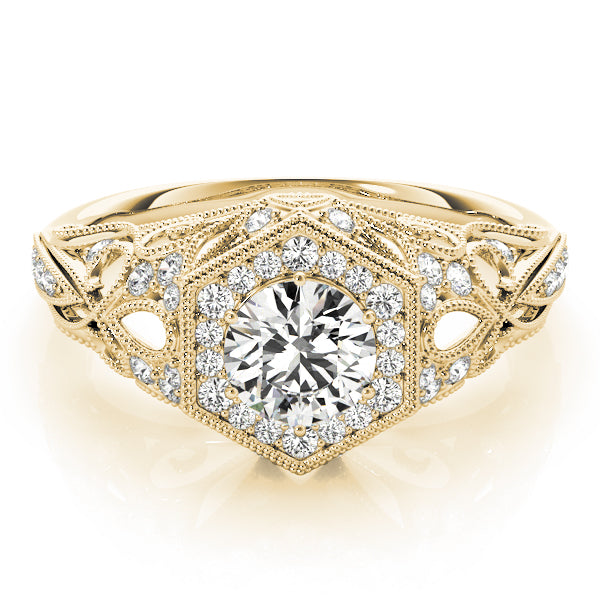 18K Yellow Gold Diamond Halo Engagement Ring 1.33ctw