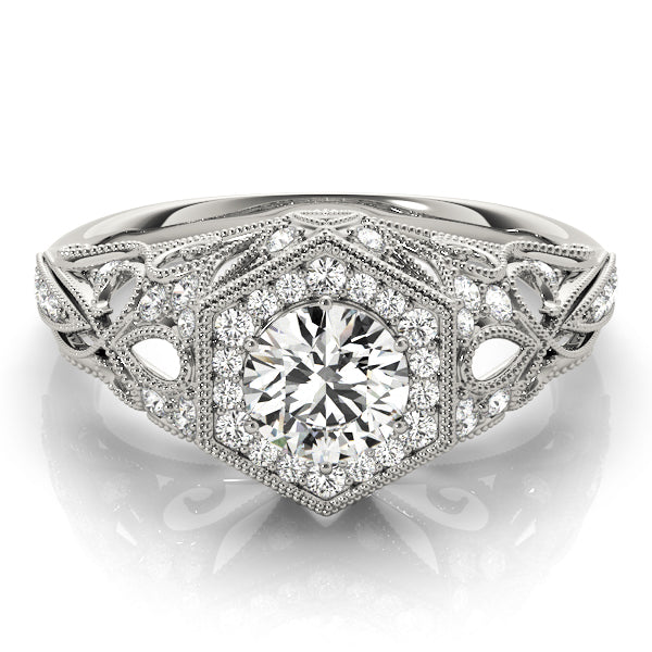 14K White Gold 1.33ctw Round Diamond Halo Ring