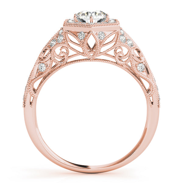 14K Rose Gold 1.33ctw Diamond Halo Engagement Ring