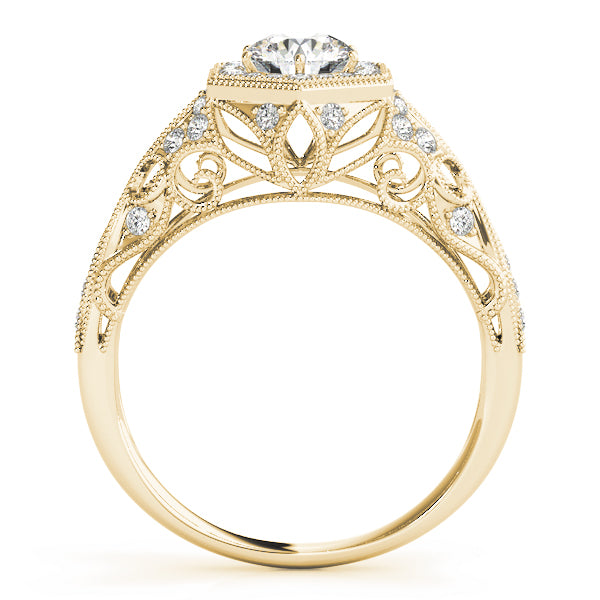 18K Yellow Gold Diamond Halo Engagement Ring 1.33ctw