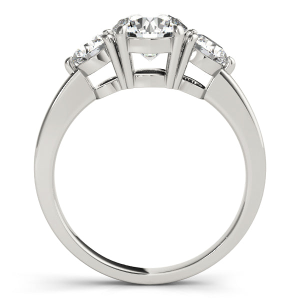 Three-Stone Basket Set Round Diamond Solitaire Engagement Ring