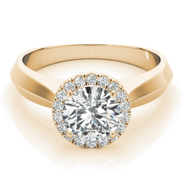 18K Yellow Gold Round Diamond Halo Engagement Ring