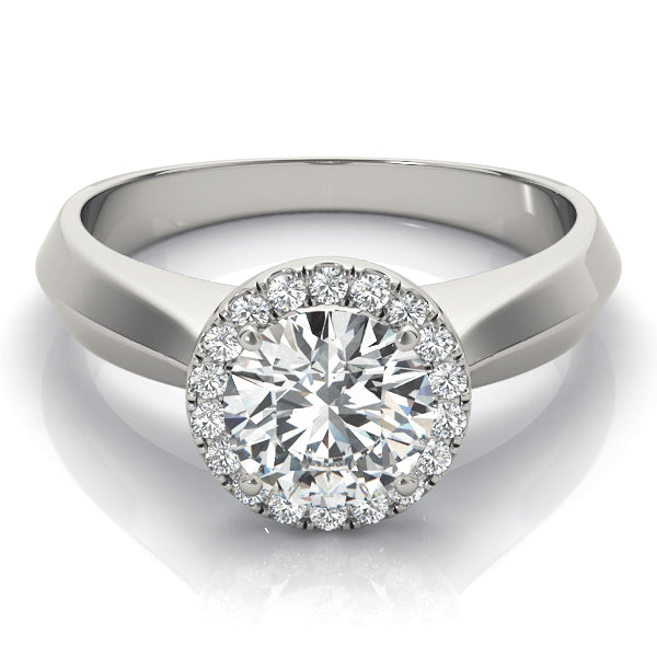 1 CT Diamond Halo Engagement Ring - 18K White Gold